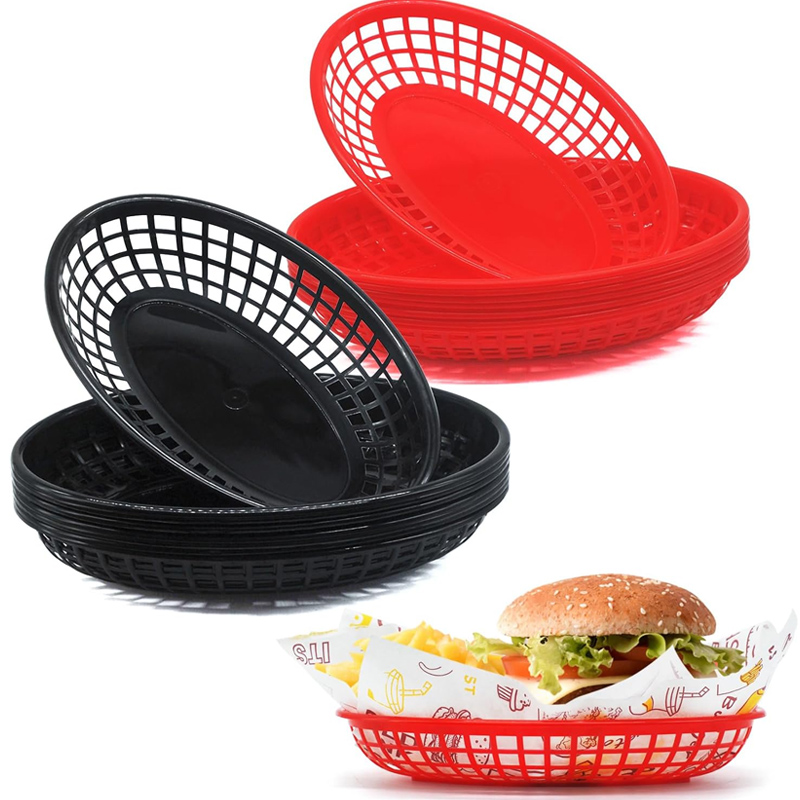 Fast Food With Snacks - Plastic Fast Food Basket Oval Food
