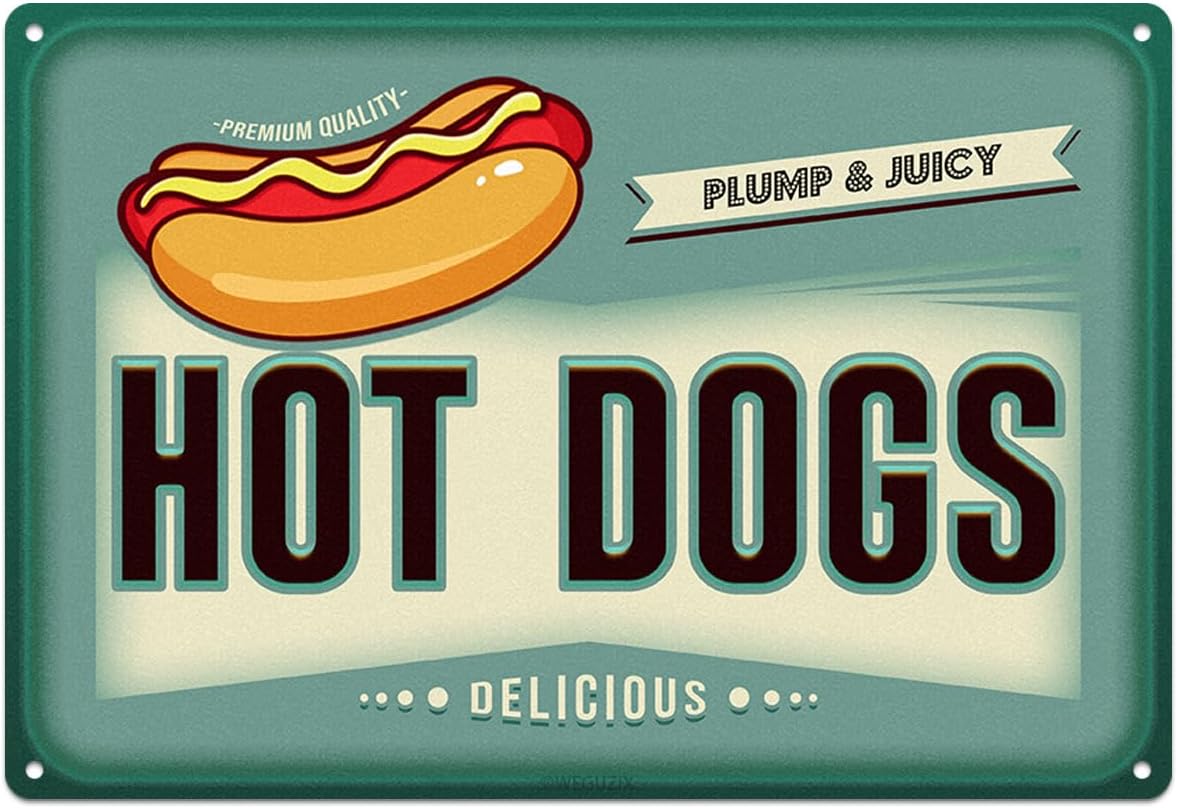 Funny Hot Dogs Metal Sign Retr - огляд і ціна Food Snacks Corner