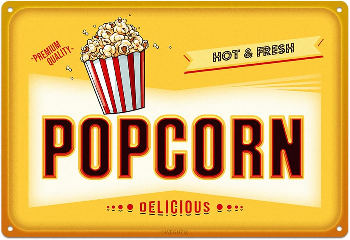 Funny Popcorn Metal Sign Retro - огляд і ціна Food Snacks Corner