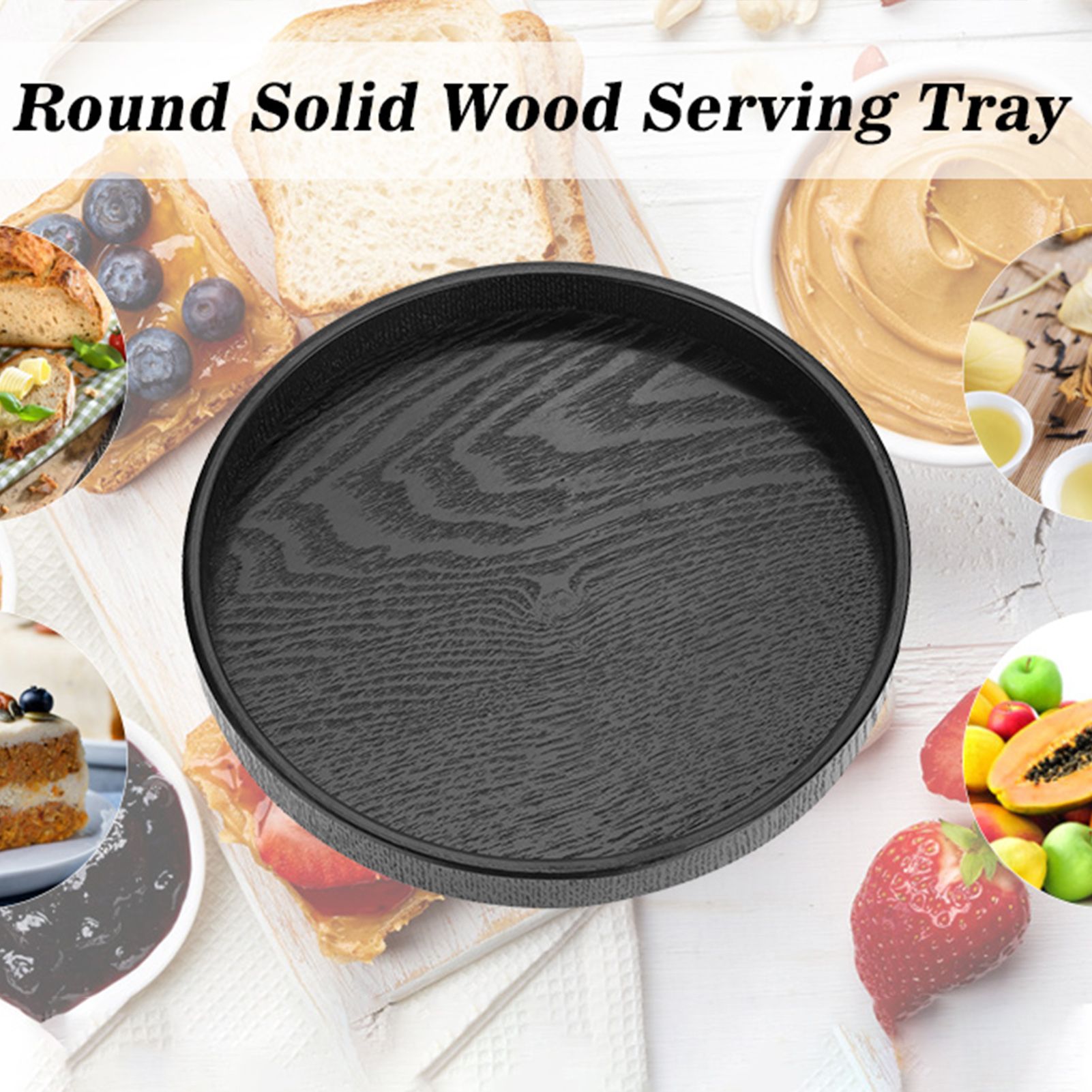 Solid Wood round Serving Tray  - огляд і ціна Food Snacks Restaurant