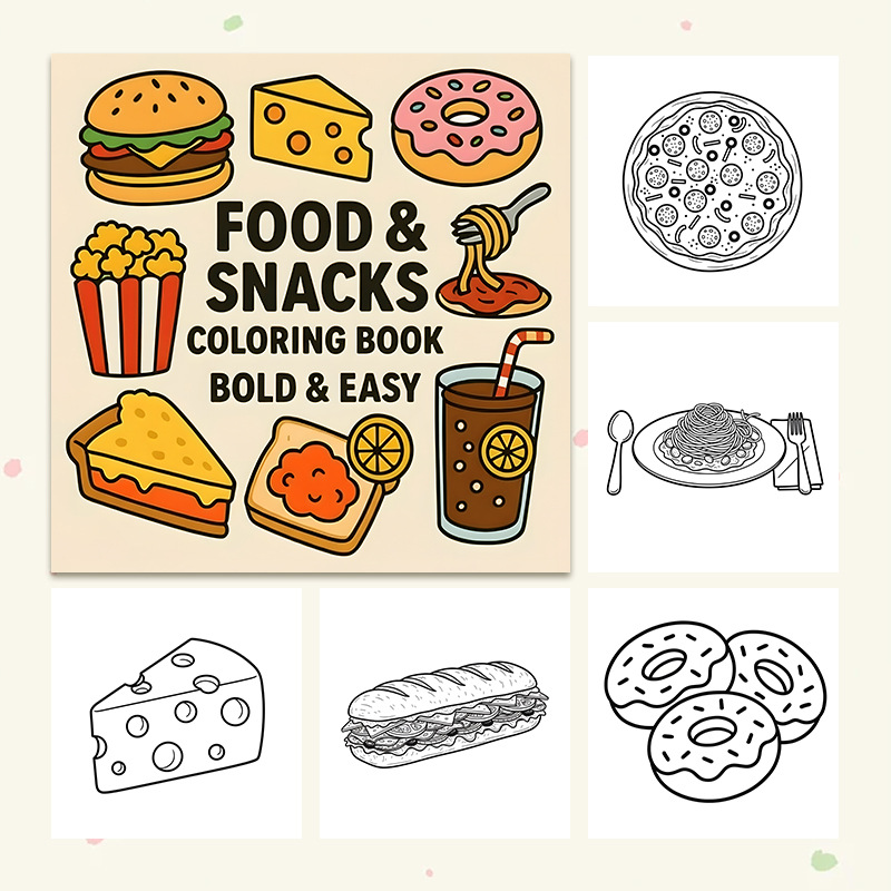 Thick Food & Snack Themed Colo - огляд і ціна Food And Snacks Coloring Book